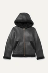 YVES SALOMON AGES 8-10 HOODED SHEARLING JACKET