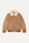 YVES SALOMON AGES 8-10 SHEARLING-TRIMMED SUEDE BOMBER JACKET