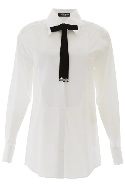 Dolce & Gabbana Bow Detail Shirt In White