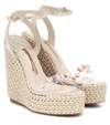 Sophia Webster Dina Leather And Crystal-embellished Pvc Espadrille Wedge Sandals In Metallic