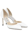 Jimmy Choo Esther 85 Crocodile-effect Leather Pumps In White