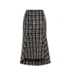 BALENCIAGA CHECKED WOOL MIDI SKIRT,P00437222