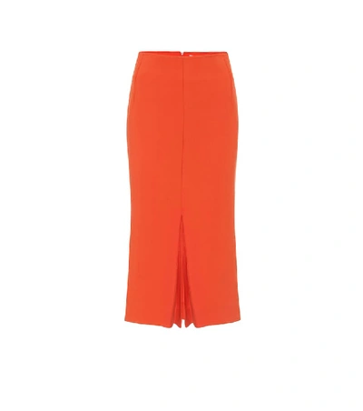 Victoria Beckham Crêpe Midi Skirt In Orange