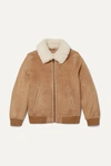 YVES SALOMON AGE 12 SHEARLING-TRIMMED SUEDE BOMBER JACKET