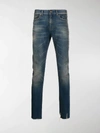 SAINT LAURENT STONEWASHED STRAIGHT LEG JEANS,14716122