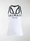 Balmain Logo Print Lycra Tank Top In White
