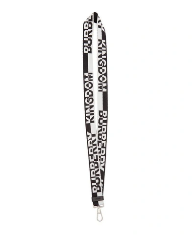 Burberry Two-tone Jacquard Logo Lanyard In Black