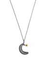 ACANTHUS Oxidised Silver Moonstone Crescent Pendant Necklace,5059419036174
