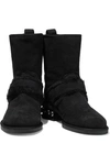 NICHOLAS KIRKWOOD CASATI SHEARLING-TRIMMED EMBELLISHED SUEDE ANKLE BOOTS,3074457345621883220