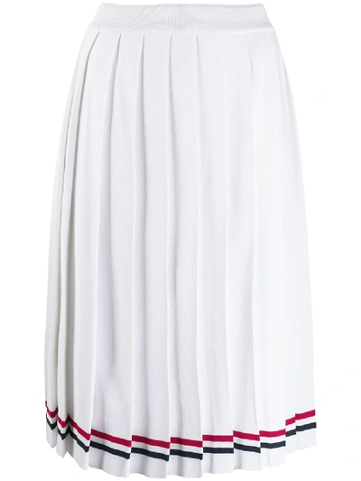 Thom Browne Rwb-stripe Pleated Skirt In White