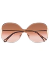 CHLOÉ BROWN AND GOLD TONE CURTIS SUNGLASSES