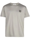 Stone Island Logo Patch Cotton T-shirt In Grey