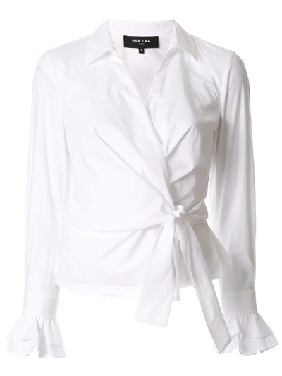 Paule Ka Klassische Wickelbluse In White