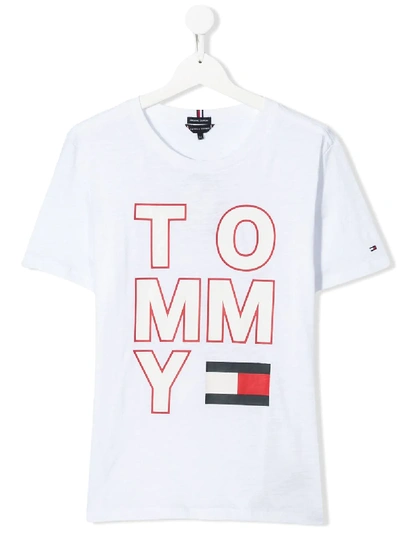 Tommy Hilfiger Junior Teen Logo-print T-shirt In White