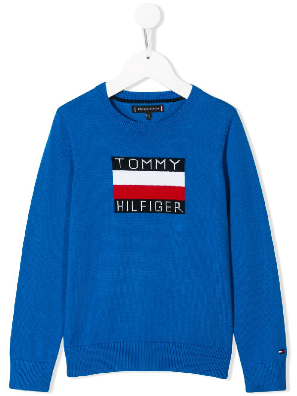 Tommy Hilfiger Junior Kids' Essential Logo Jumper In Blue | ModeSens