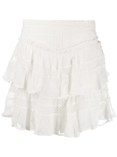 Iro Embroidered Tiered Mini Skirt In White