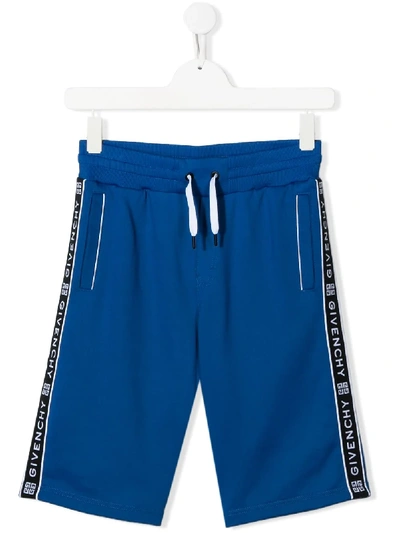 Givenchy Teen Logo-print Track Shorts In Blue