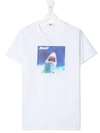 Msgm Kids' Logo Shark T-shirt In White