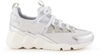 Pierre Hardy 'trek Comet' Sneakers In Lamb Calf Perfo-mesh Neoprene White-silver