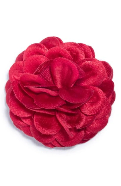 Hook + Albert Large Lapel Flower In Red