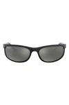 Ray Ban Sunglasses Unisex Predator 2 - Black Frame Grey Lenses Polarized 62-19 In Silver