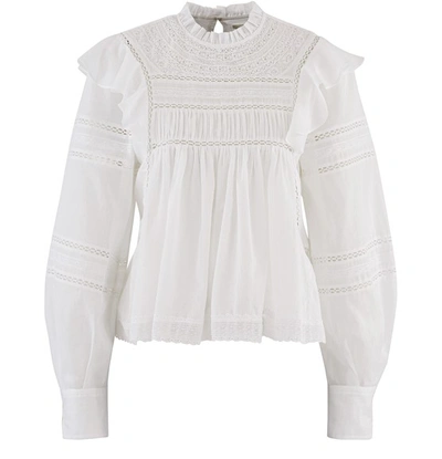 Isabel Marant Étoile Viviana High-neck Ruffled Cotton Blouse In White