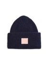 Acne Studios Pansy N Face Wool-blend Beanie In Navy Pink