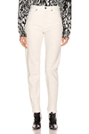 Saint Laurent Distressed-hem Straight-leg Jeans In Sandy White