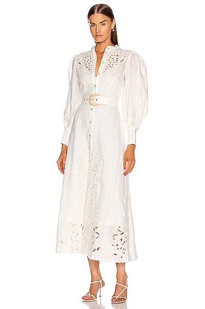 Zimmermann Freja Embroidered Dress In Ivory