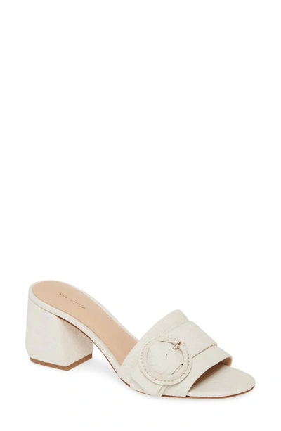 Via Spiga Women's Flor Croc-embossed Block-heel Slide Sandals In Milk Nubuck Leather