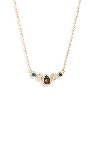Anna Beck Multi Stone Cluster Necklace In Gold/ Wht/ Blue / Blk
