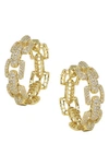 ETTIKA CRYSTAL CHAIN LINK HOOP EARRINGS,E2707.CLR.G