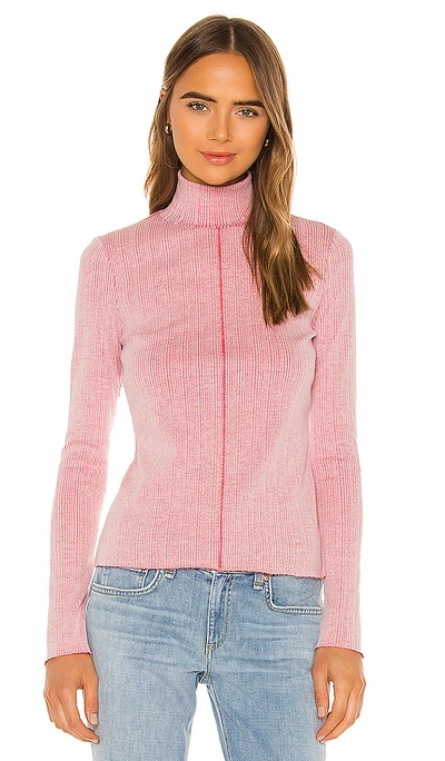Rag & Bone Elina Ribbed Cotton Blend Turtleneck Sweater In White/pink