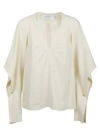 VICTORIA BECKHAM TOP DRAPE SLEEVE,1120WTP000881A VANILLA