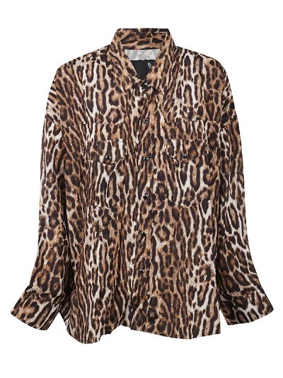 R13 Oversize Leopard Print Cowboy Shirt In Brown