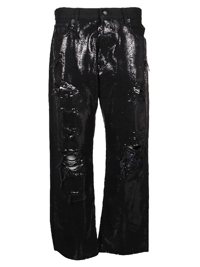 R13 Jeans Boyfriend In Black Sequins