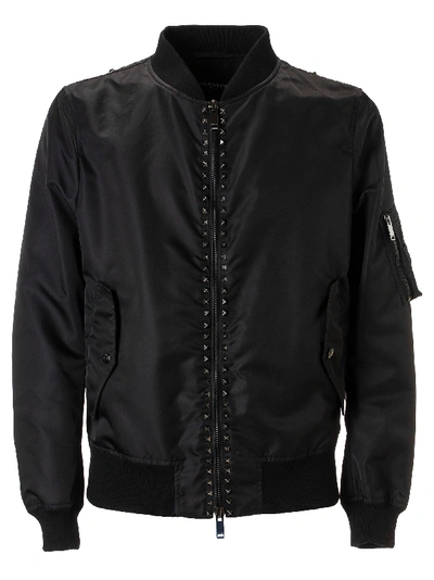 Valentino Pointed Stud Detail Bomber In Black