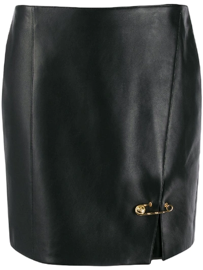 Versace Leather Skirt In Nero