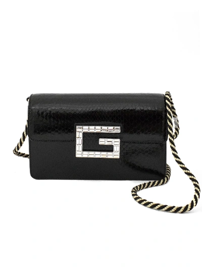 Gucci Black Python Shoulder Bag With Square G. In Nero