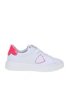 Philippe Model Temple Veau Neon Leather Sneakers In White