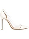 Gianvito Rossi White Patent Plexi 85 Heels In White