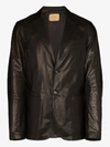 AJMONE SETA SINGLE-BREASTED LEATHER BLAZER,BLZ1X2014526181