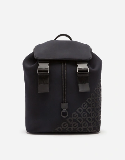 Dolce & Gabbana Neoprene Palermo Tecnico Backpack With All-over Dg Detailing In Black