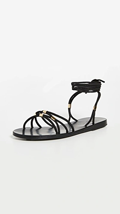 Ancient Greek Sandals Persida Flat Sandals In Black/platinum