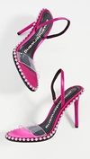 Alexander Wang Nova Crystal Studded Clear Sandal In Hot Pink