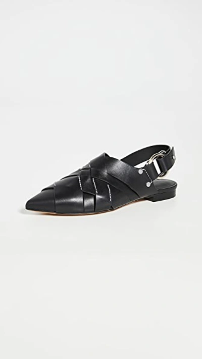 3.1 Phillip Lim / フィリップ リム Deanna Woven Leather Slingback Flats In Black