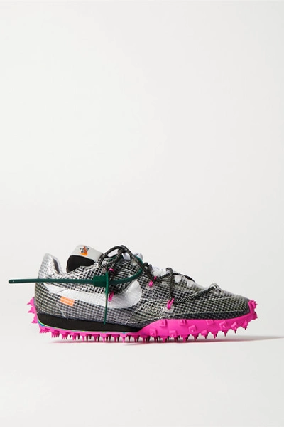 Nike + Off-white Waffle Racer Ripstop, Suede, Mesh And Rubber Sneakers In Black