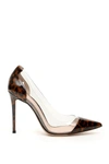 GIANVITO ROSSI LEOPARD PATENT PLEXI 105 PUMPS,11191123