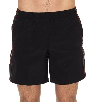 Alexander Mcqueen Black Jersey Bermuda Shorts With Side Logo