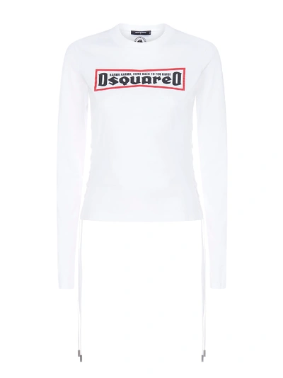 Dsquared2 Ls Laced Short Sleeve T-shirt In White